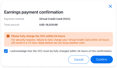 Payout confirmation