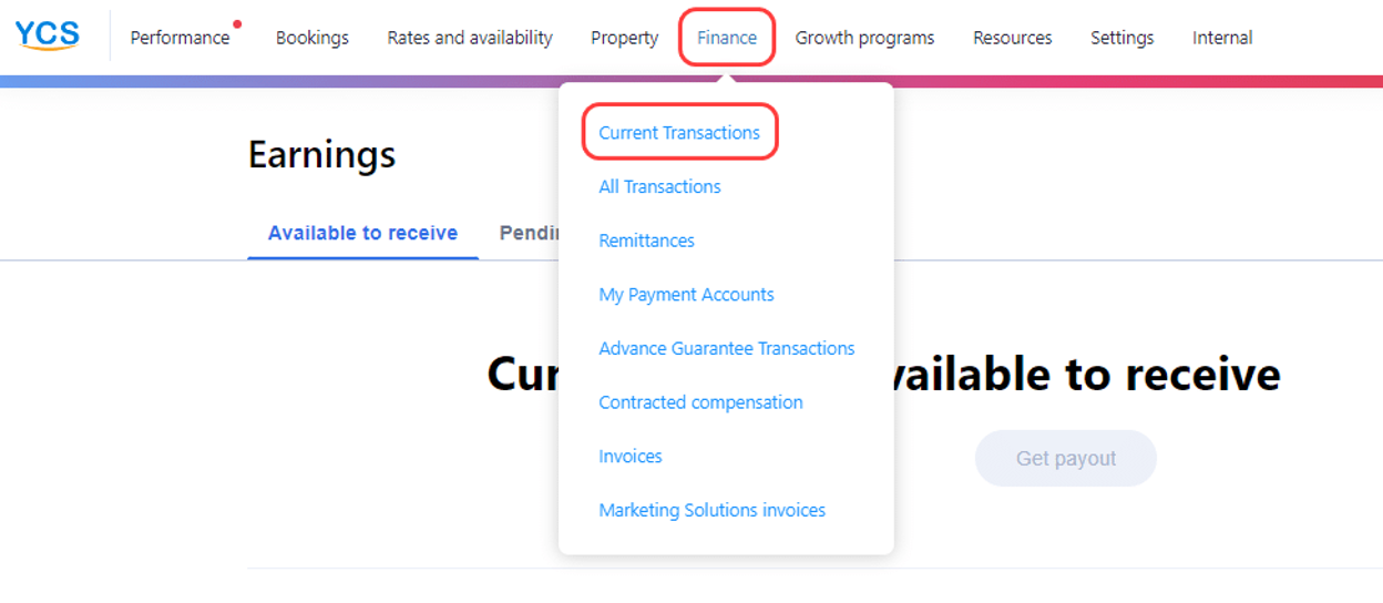 Current Transactions in Partner Portal